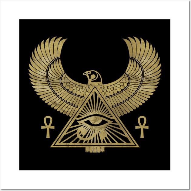 Golden Egyptian Eye of Horus - Wadjet Wall Art by Nartissima